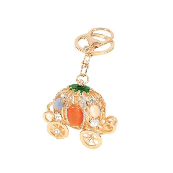 Брелок Тыквенная Карета Сказочная Тыквенная Карета Брелок со Стразами Эмаль Блестящий Авто Аксессуар для Женщин Девочек