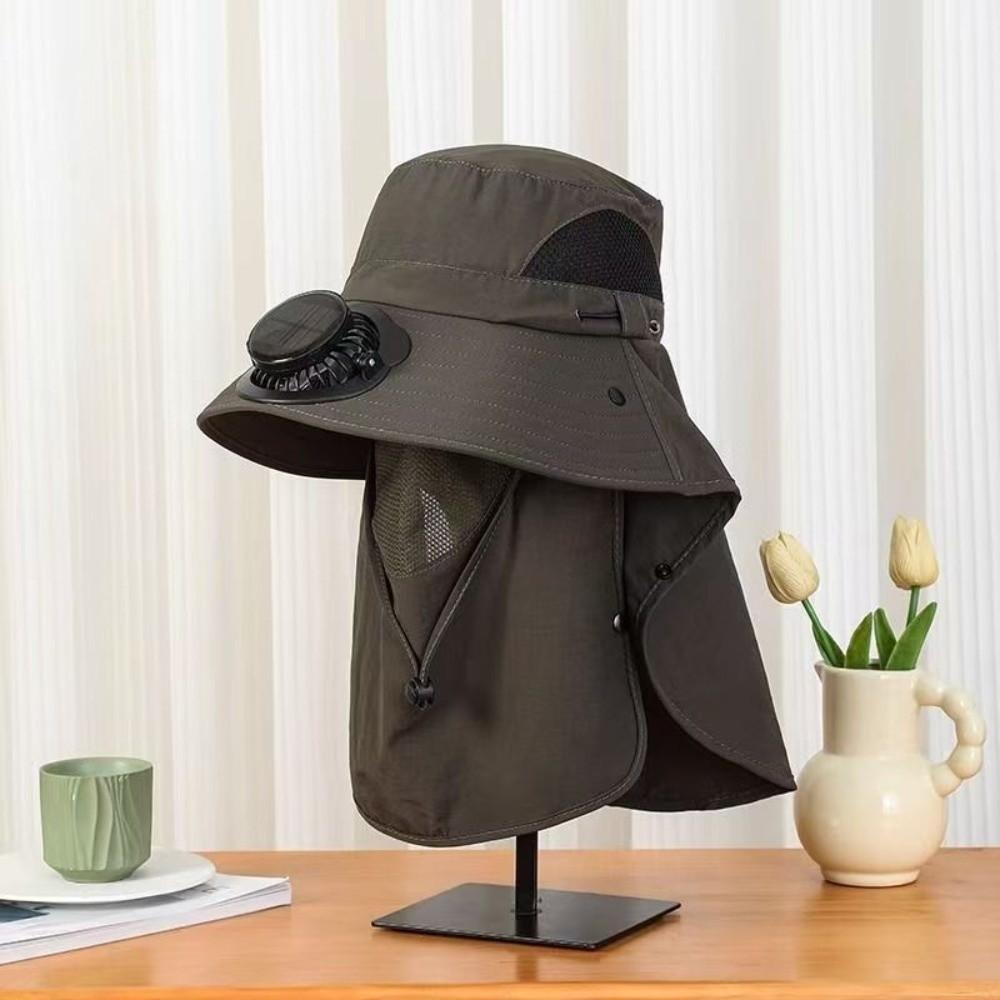 

New Wide Brim Solar Fan Hat UPF50+ Sun Protection Sunshade Cap Detachable UV Resistant Bucket Hat for Outdoor Fishing