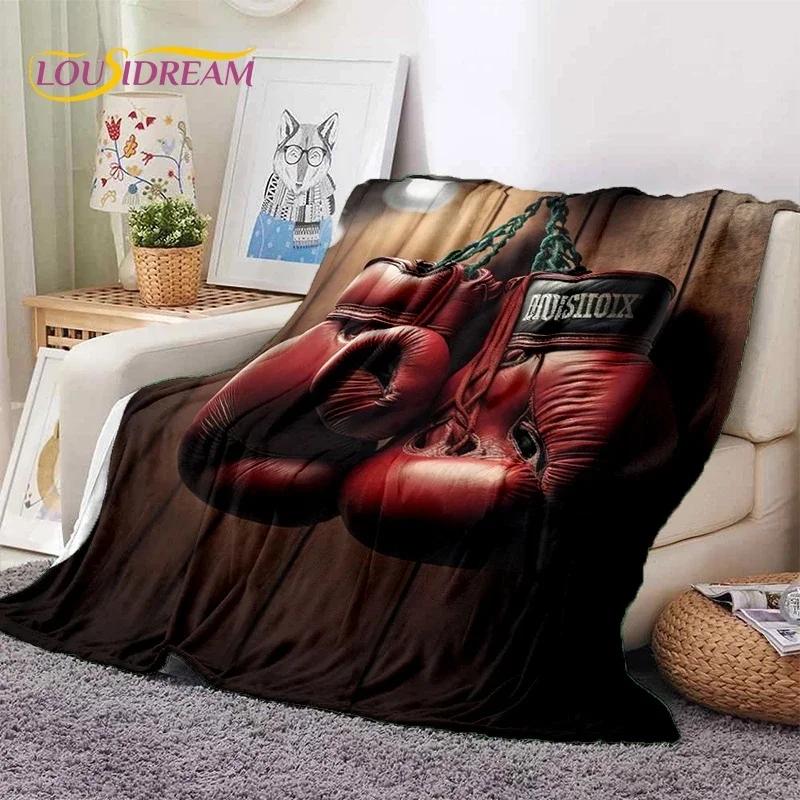 Guantoni da Boxe Pugile Combattimento Cartone Animato Morbida Coperta di Flanella per Letti Camera da Letto Divano Picnic, Coperta Plaid per Coprire Tempo Libero all'Aperto Regalo