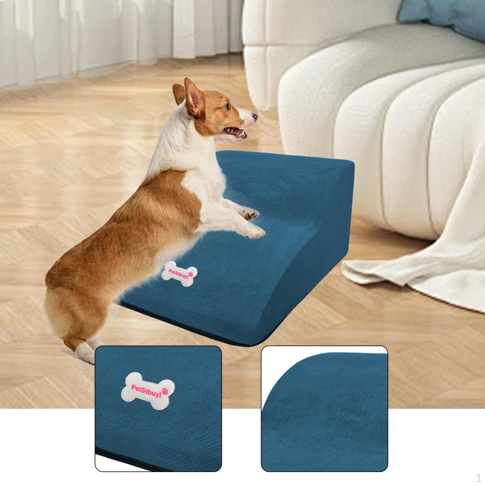 

Dog Stairs Ramps Pet Ladder High Density Sponge for Dogs Injured Couch Sofa синій
