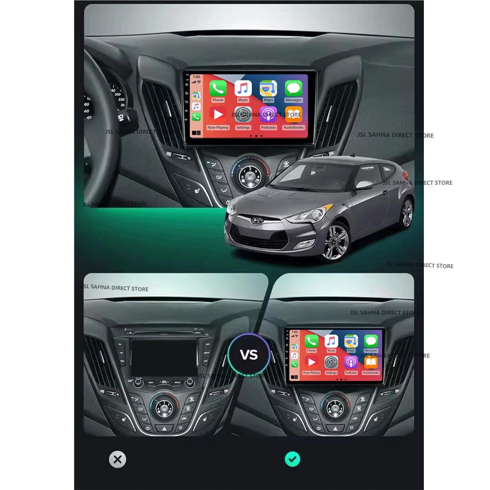 Car Radio Android 14 Carplay For Hyundai Veloster FS 2011 - 2017 Navigation Multimedia Player Stereo WiFi+4G BT DVD 360 Canera
