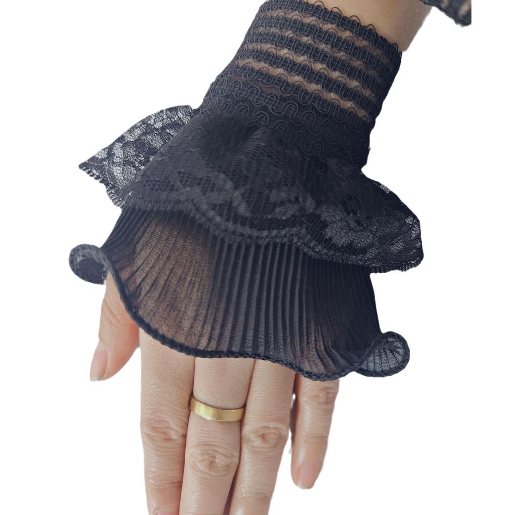 Korean Version Autumn and Winter Double-layer Fake Sleeves Beautiful Lace Hollow Lace Cuffs Decorative Jewelry Sleeves Splicing