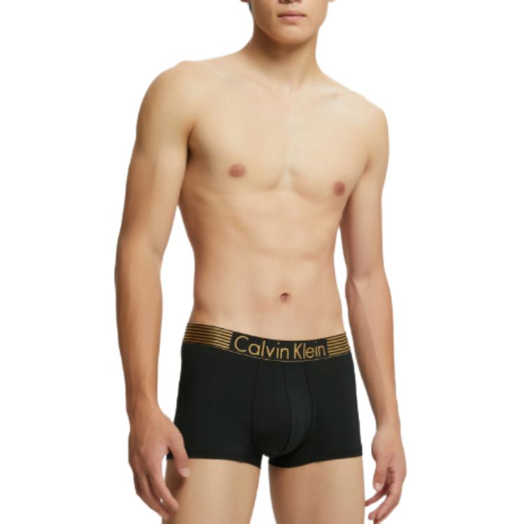 Calvin Klein Striped Jacquard Waistband Smooth Boxer Shorts Men underwear Black NB1021O001