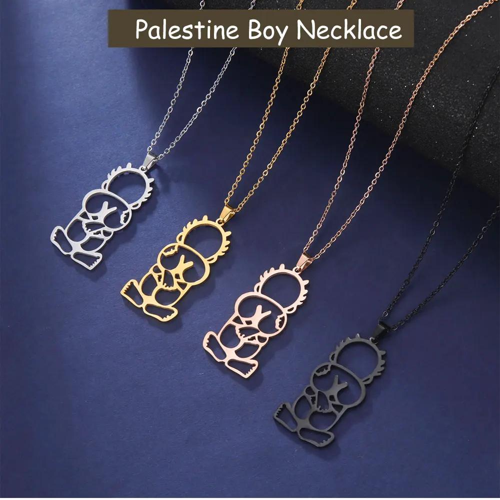 Cazador Stainless Steel Handala Boy Hanzala Pendant Necklaces for Women Men Chain On Neck Gift Jewelry 2026 Wholesale