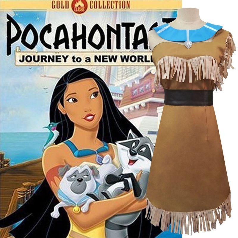 Jjuyiyuan Cosplay Costume of Pocahontas, the Indian Princess from the Movie, in Stock Pocahontas Indian Princess S