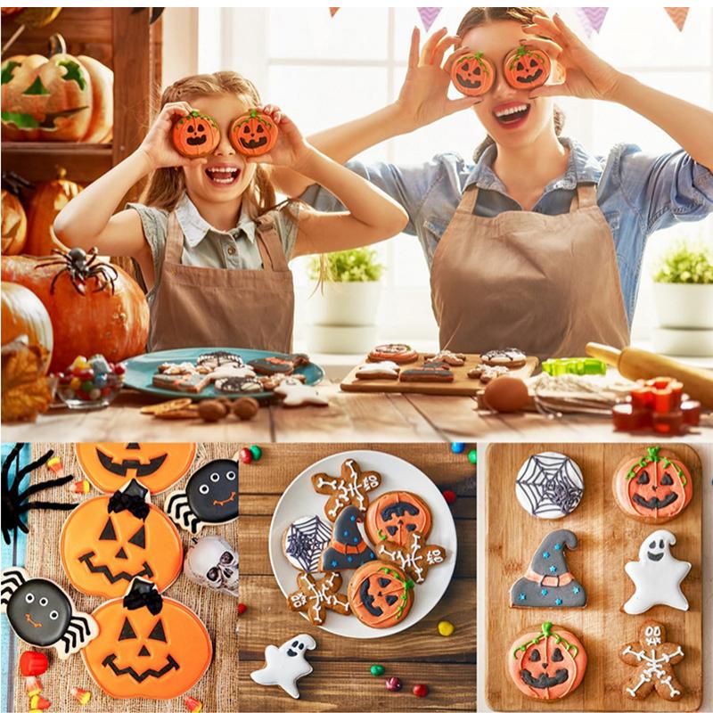 12PCS Halloween Cookie Cutter Set Pumpkin Ghost Bat Shape DIY Chocolate Fondant Mold Biscuits Mould Halloween Baking Tools
