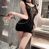 Women Sexy Jacquard Mesh Hollow Out Sheer Bodycon Intimate Lingerie