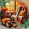 Round Metal Wall Art Autumn Bar Cafe Decor