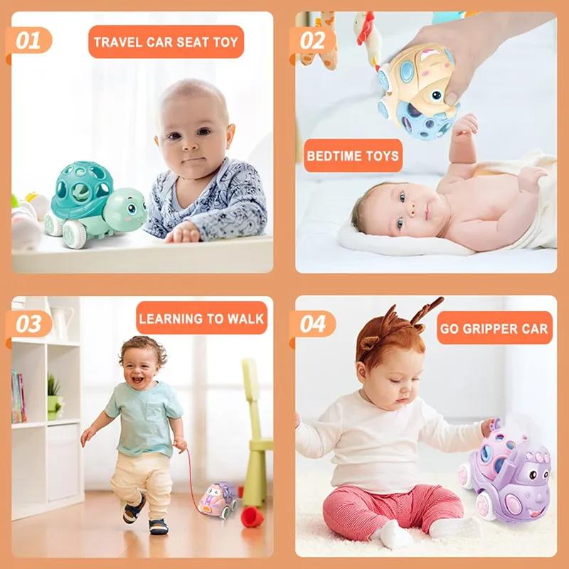 Baby Rattles 0 12 Months Car Toys for Infant Soft Rubber Push and Go Vehicles Toddler Rattle Car Friction Powered Truck Toy Gift