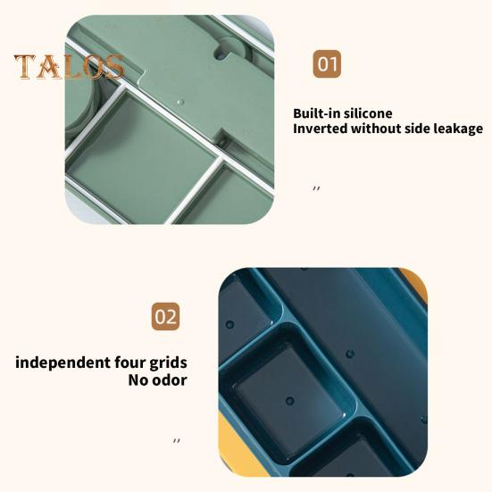 1300ML Lunch Box with Fork Spoon 4 Compartments Bento Box Leak-Proof BPA-Free Reusable Food Storage Container for Children Students Office