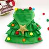 Christmas Pet Outfit Red/Green Pet Cloak with Star And Pom Poms Puppy