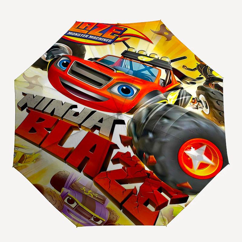 Blaze, Monster Machines Themed Automatic Opening and Closing Umbrella, Compact Travel Umbrella, Lightweight and Portable, Suitable for Beach