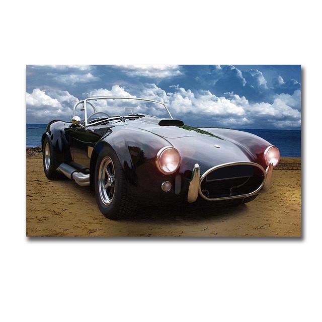 

Классический автомобиль AC Cobra Car Blue Sky Wall Art Poster Масло Холст Картина Плакаты и принты Гостиная Украшение дома без рамы 60*100cm