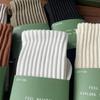 Men's and Women's Retro Loose-Top Mid-Calf Socks in White - Thick Yarn Knit for Autumn and Winter