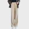 High-Waisted Woolen Wide-Leg Pants for Women: Velvet-Lined, Pleated, Slimming, Apricot Color, Perfect for Autumn & Winter