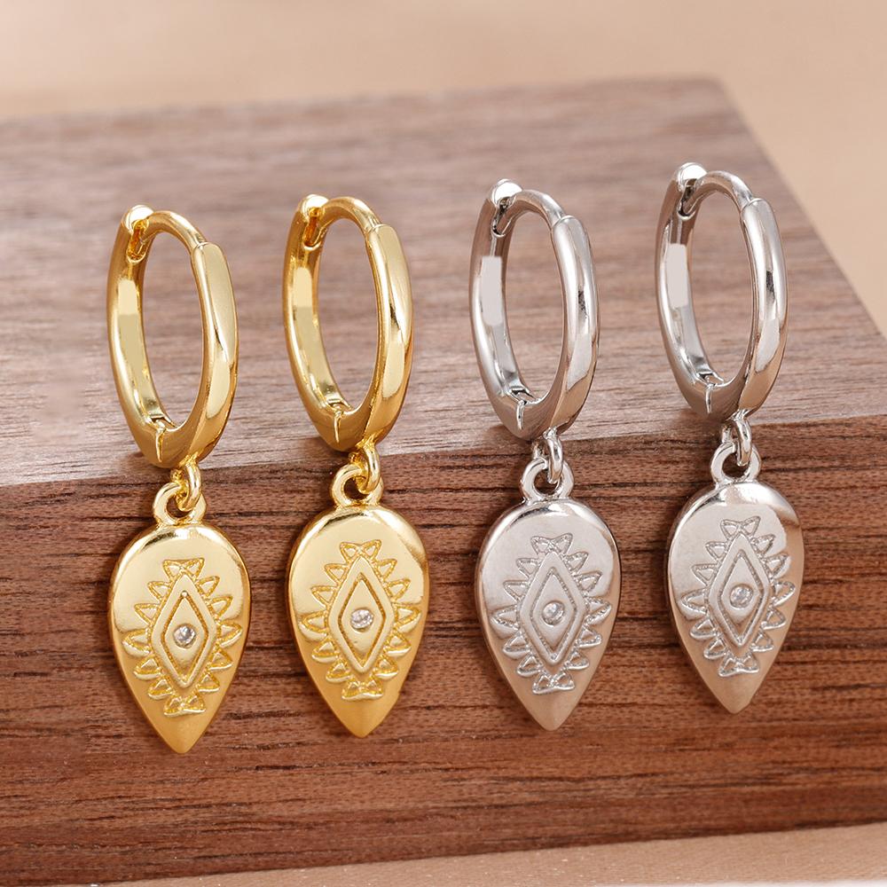 2 Paia Orecchini Pendenti Foglia Occhio Maligno in Acciaio Inossidabile alla Moda per Donna Placcati Oro 14K Zircone Gioielli per Piercing al Cartilagine Matrimonio