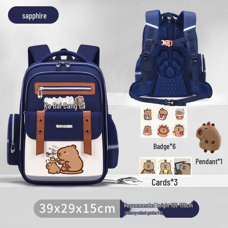 Capybara Oxford Spine-Support Backpack for Grades 1-6: Boys & Girls School Bag