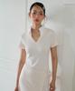 SALON DE YOHN Shirt Detail Long Wrap Dress_ Ivory