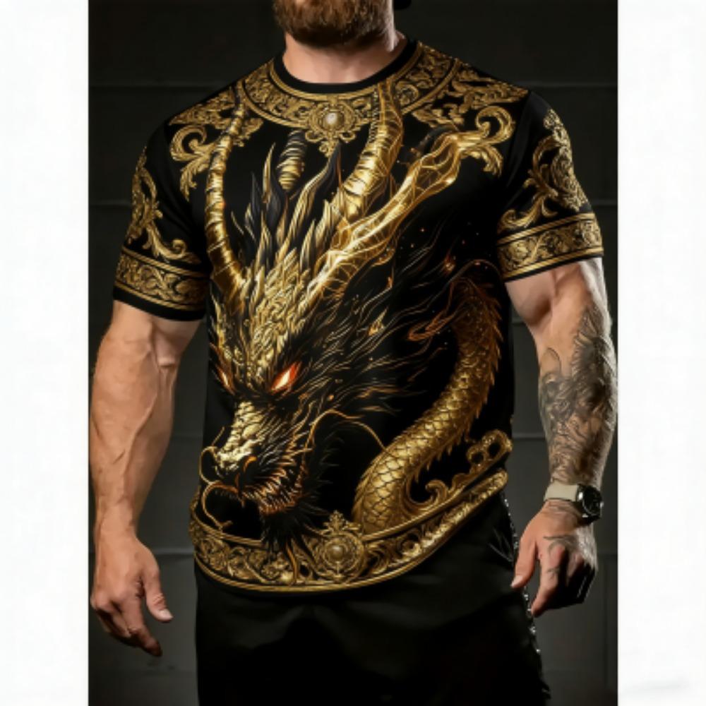 Fashion Summer Men's T-Shirt Dragon Pattern 3D Print Tees Top Hip Hop Loose Short Sleeve Streetwear Vintage Oversized Women T-shirt