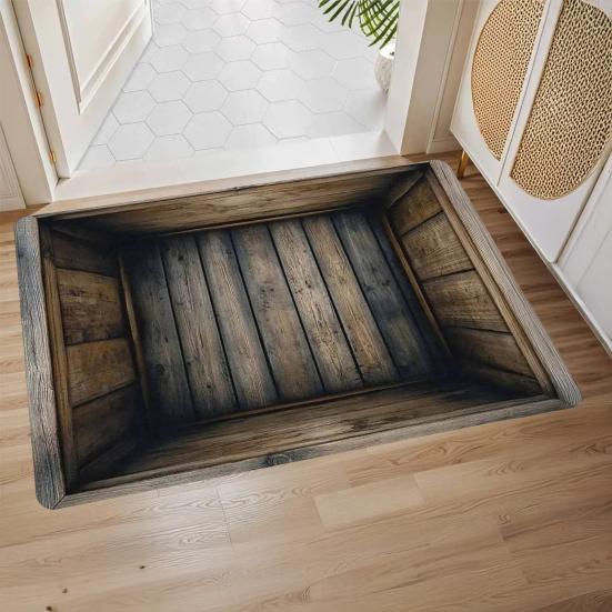 3D Optical Illusion Floor Mat Bottom Soft Memory Non-Slip Rug with Anti-Slip Foam Cushion Visual Distortion
