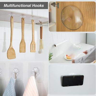 100-300PCS Transparent Stainless Steel Self-Adhesive Hooks Bathroom Towel Clothes Storage Sticker Hooks Key Hangers Storage