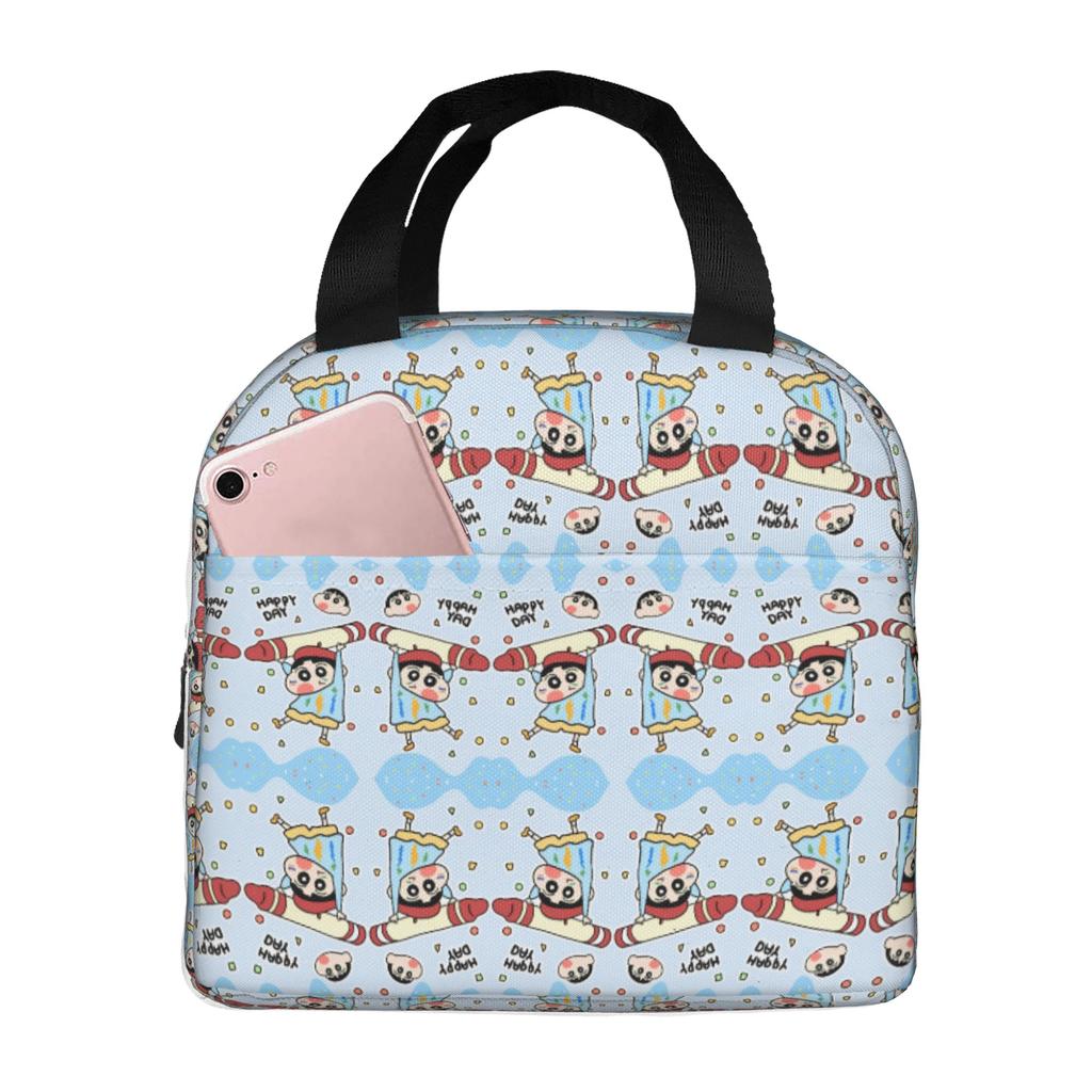 Custom Crayons Shins Chans Insulated Lunch Bags for Camping Travel Cartoon Waterproof Cooler Thermal Bento Box Unisex