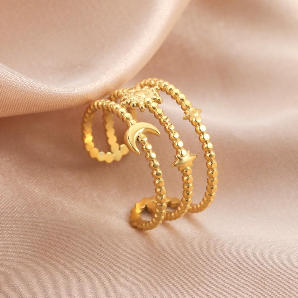 Stainless Steel Women Rings Geometric Heart Aesthetic Adjustable Open Finger Ring Fashion Party Jewelry Gifts