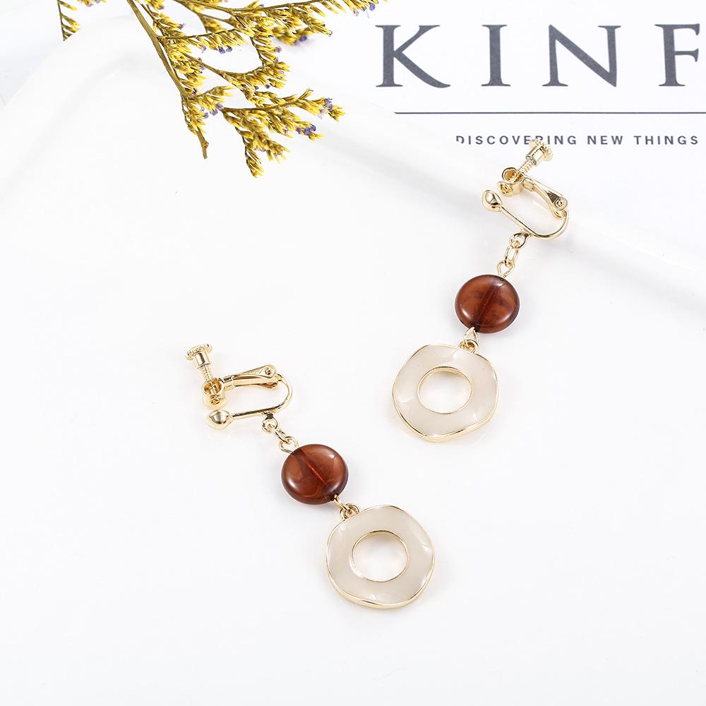 

Серьги-клипсы S925 с серебряной иглой, ретро, с цветным блоком, круглые, для непроколотых ушей 858