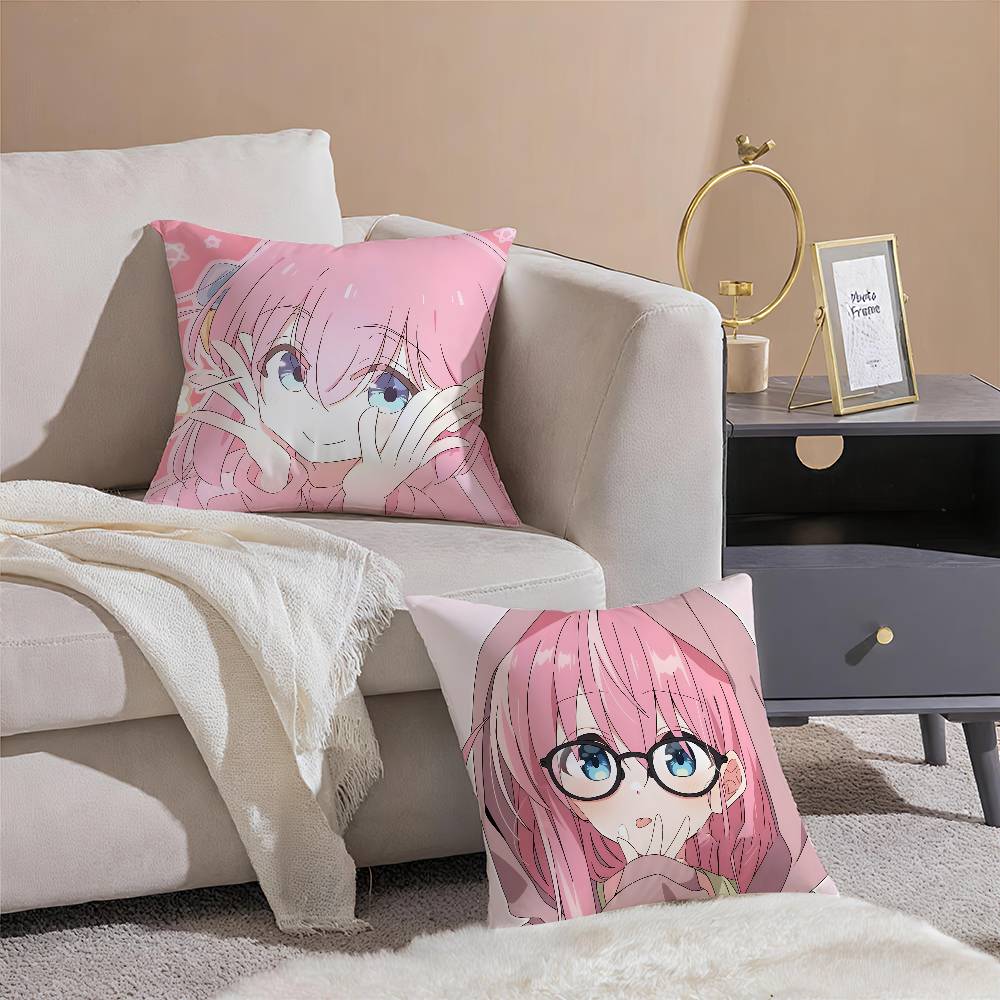 Anime B-Bocchi The Rock-MT Cartoon Pillow Case Printing Pillowcase Living Room Sofa Cushion Cover Bedroom Room Decor