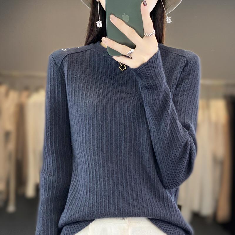 YYFS Women's Fashion Casual Solid Color Print Autumn Winter Long Sleeve O Neck Loose Sweaters