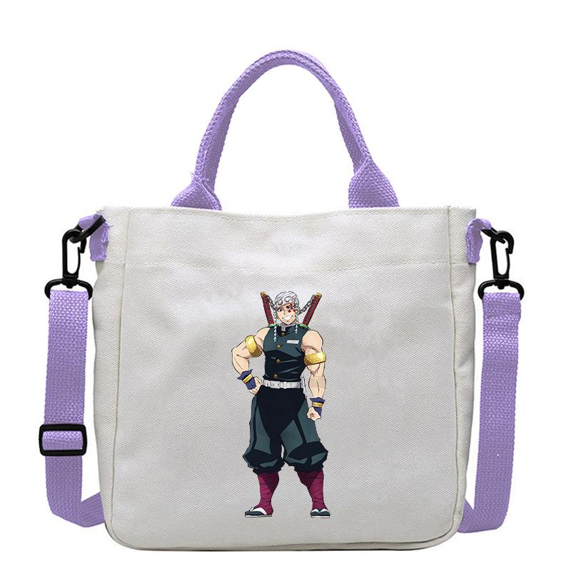 Japan cartoon comics Demon Slayer Print Canvas Bag Stylish Crossbody Bag Large Capacity Commuter Shoulder Bag 7554