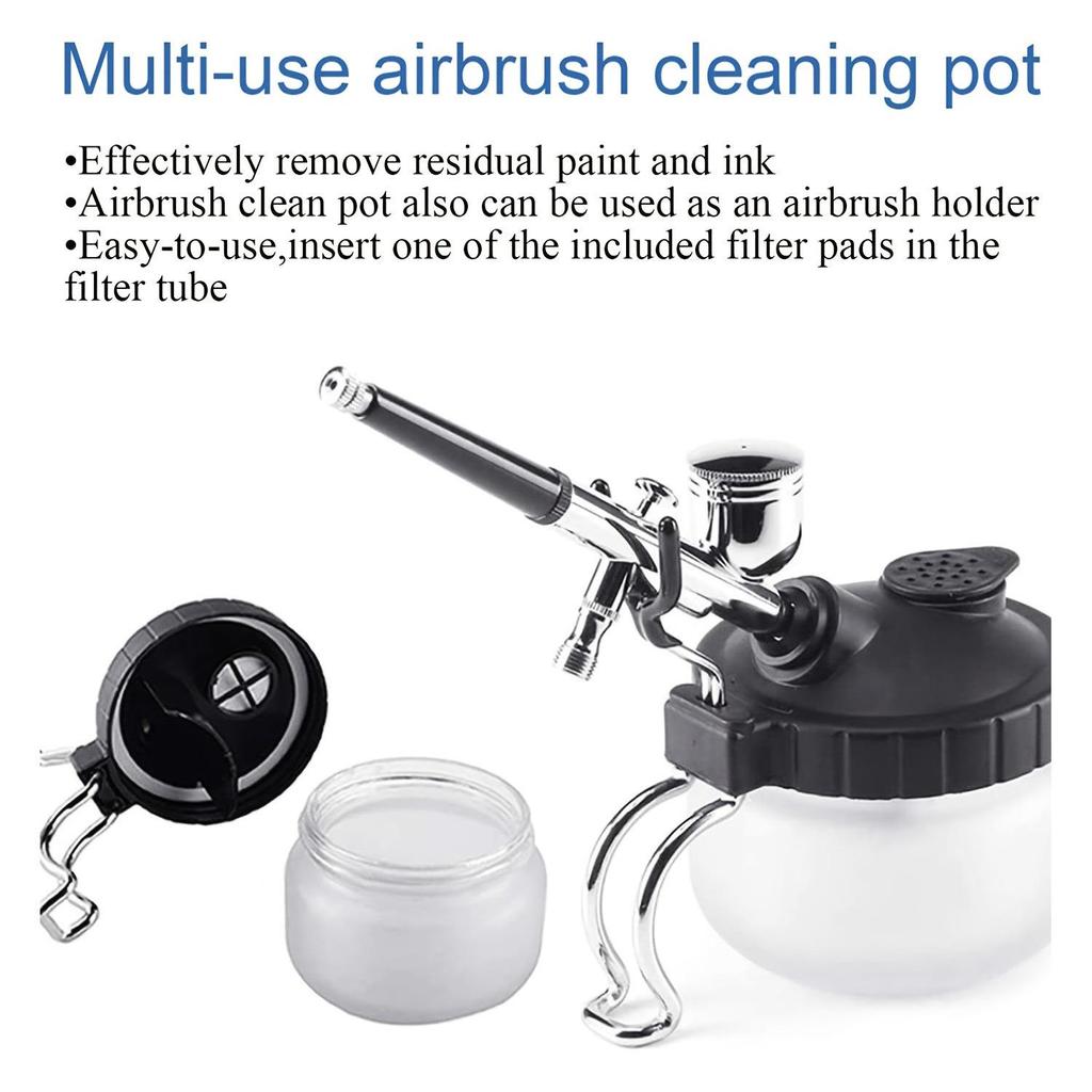 Airbrush Cleaning Kit: Waste Pot, Cleaner, Scraper, Needles & Brushes