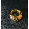 Baccarat Baccarat Crystal Ring Amber Dot Pattern with Box and Storage Bag