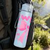 1PC Sweet Bow Pink Text Print 750ml Color Plastic Sports Water Bottle Leakproof Flip Straw Lid Suitable for Sports Office Home Use