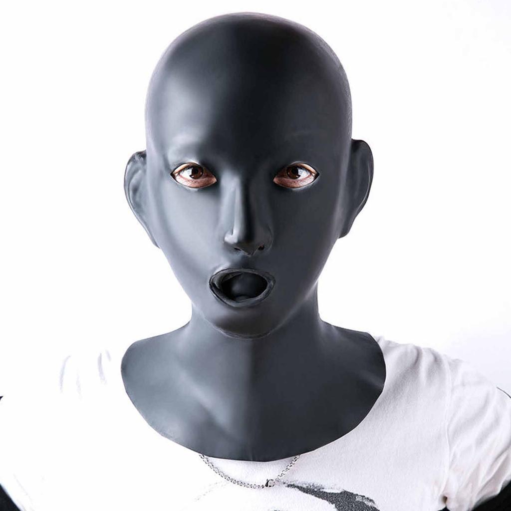 Maske for SM Open Latex Restraint Full for Menn og Inkluderer Knebel og Restriksjon Voksenfest Glidelåslukking Fullhodelek, Øyne, Maske, Hodeplagg, Ansikt,