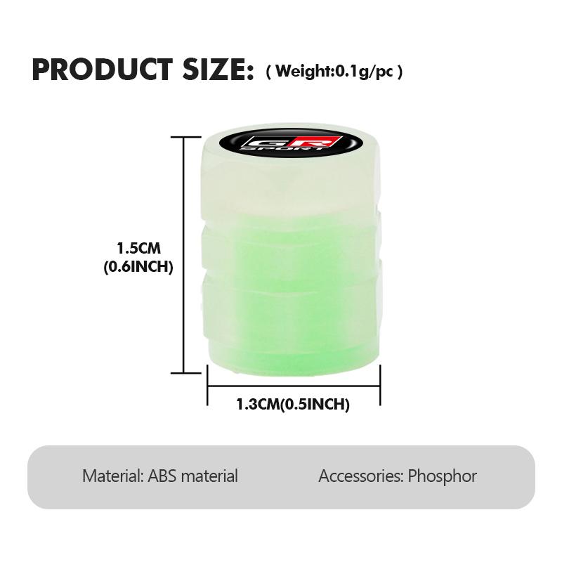 For 5KJH 4/6/10Pcs Car Styling Fluorescent Tire Valve Caps Auto Exterior Accessories GRsport Yaris Corolla Rav4 CHR Auris JHE5