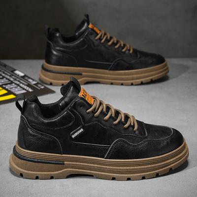 Frühlings Herrenschuhe neu atmungsaktive Kochschuhe Herren Trend vielseitige Plateau Sportliche Freizeit Lederschuhe Board Schuhe trendige Schuhe