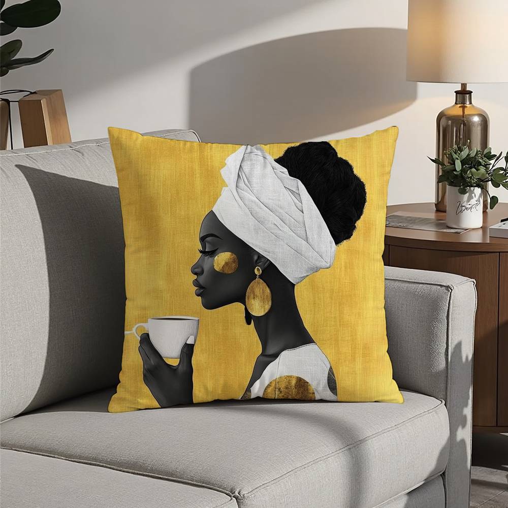 African Women Pillow Case 3D Print Polyester Fiber 40*40cm Home Sofa Throw Decoration Festival Gift