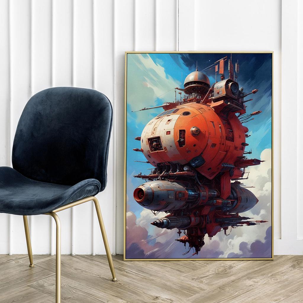 Plakat statek kosmiczny fantazy