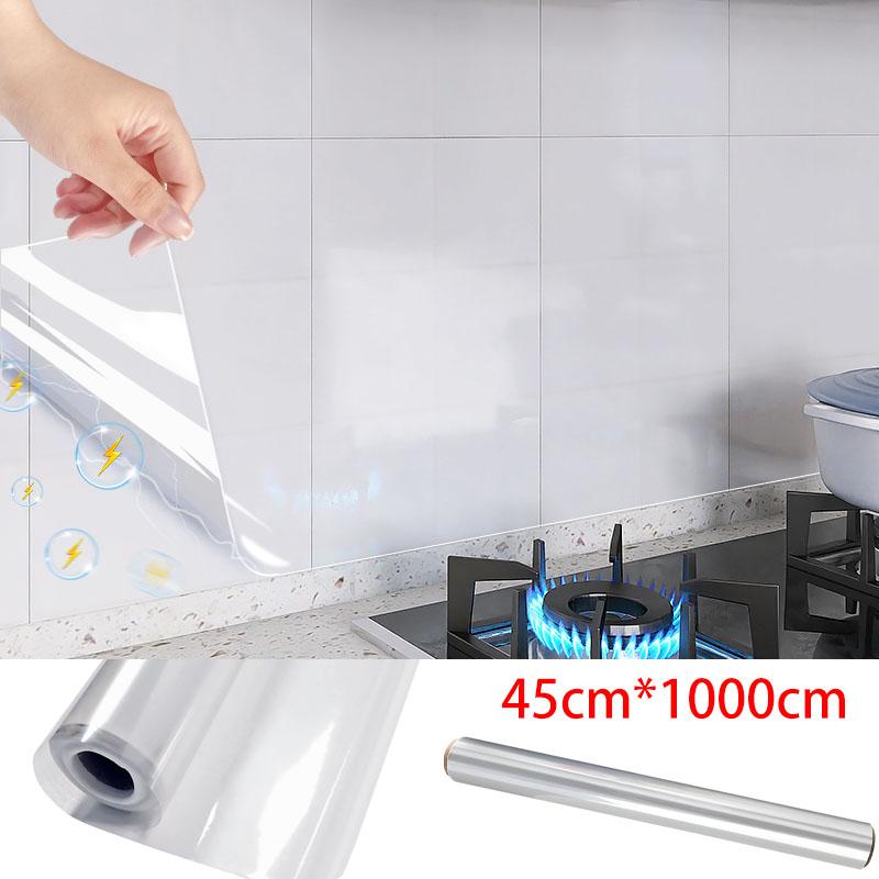 Waterproof Wall Stickers Transparent Adhesive Wall Wallpaper Electrostatic Adsorption Kitchen Oil Pollution Prevention Sticker