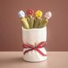Creative and Cute Flowers Tulip Stainless Steel Fruit Fork Cutlery Fork Cartoon Bouquet Storage Set Food Decoration