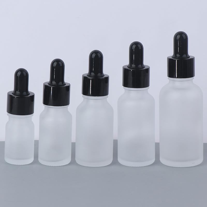 Tomma läppglansrör med frostat droppglas, bärnstensfärgad glasaromaterapivätska för eterisk massageolja, pipett, återfyllningsbar flaska 5-30ml