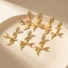 18k Gold-Plated Zircon Leaf & Swallow Earrings: Personalized, Stainless Steel Dangle Design