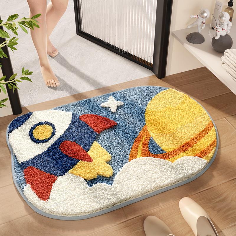 Luxury Soft Microfiber Shaggy Mats Bath Mat for Bathroom Anti Slip Bathroom Rug In The Toilet Absorbent Fur Bathroom Rug