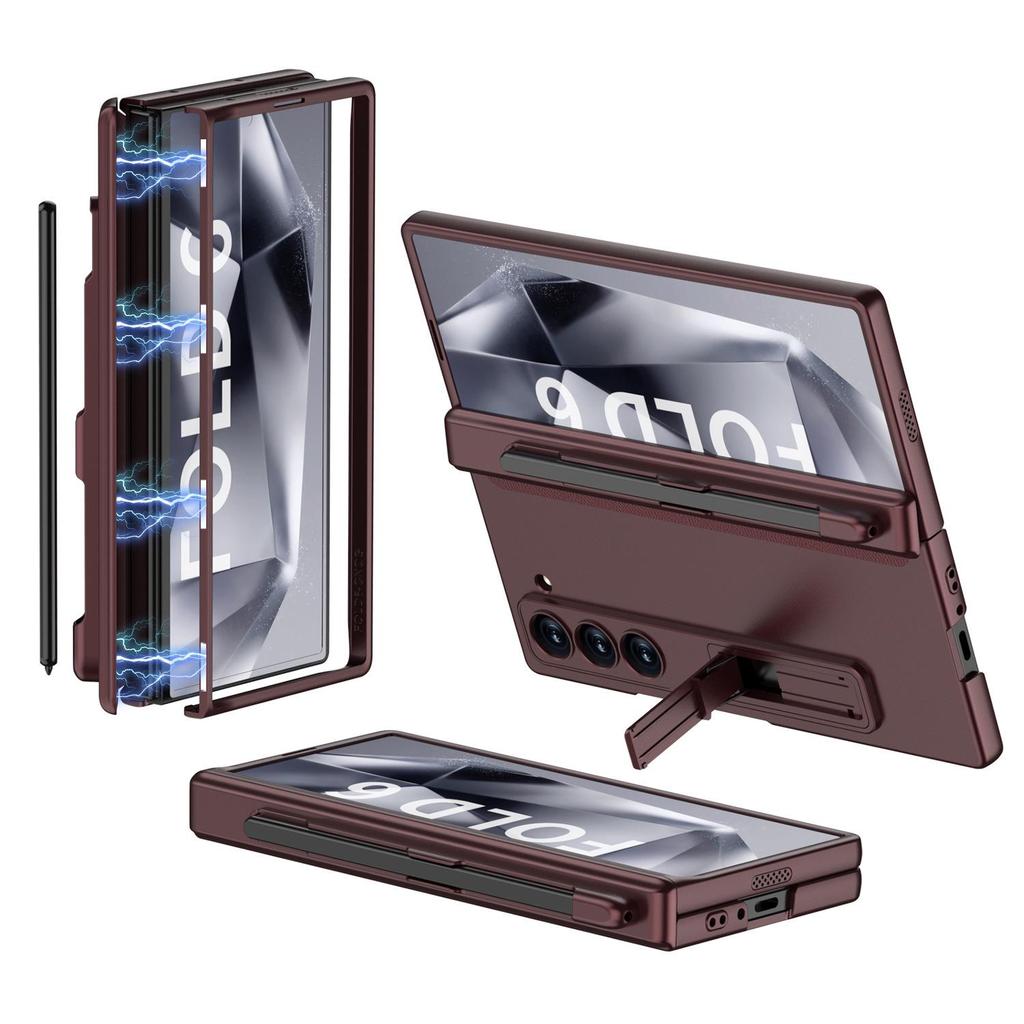 Samsung Fold6 Pen Slot Case: Cross-Border Folding, Magnetic Flip, Hinge Protection.