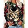 Women Personalized Design Round Neck Animal Flowers Printed Casual Long Sleeved T-shirt Loose Oversized Fashionable Versatile Comfortable T-shirt