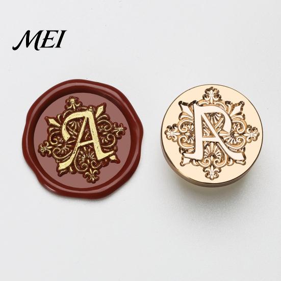 Decorative Wax Seal Stamp Iris A-Z Initial Alphabet Head, Brass Engraved Vintage Sealing Head for Wedding Invitations Envelopes Journal Gift Packaging