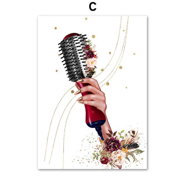 Hair Salon Wall Art Hairdresser Beautician Nordic Nail Canvas Painting Posters and Prints Wall Pictures for Beauty Salon Decor No Frame