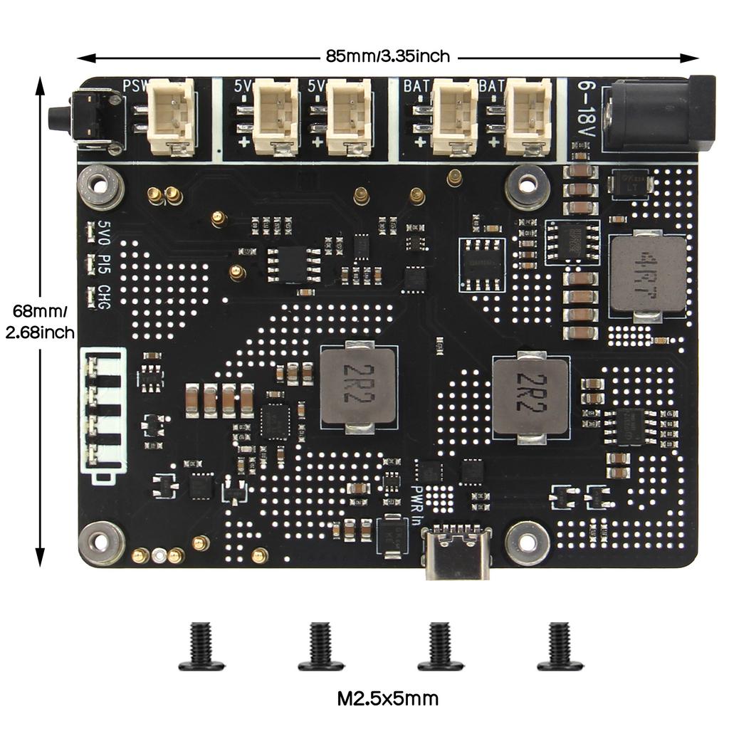 Geekworm X1203 USV 5.1V 5A Shield & Power Management Board für Raspberry Pi 5