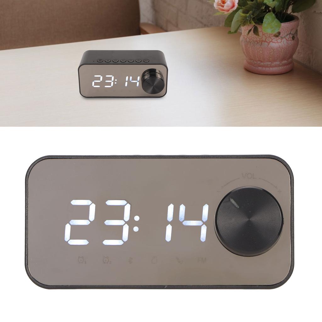 Wireless Speaker Multifunction Noise Cancelling Temperature Display Voice Broadcast FM Radio Mirror Alarm Clock